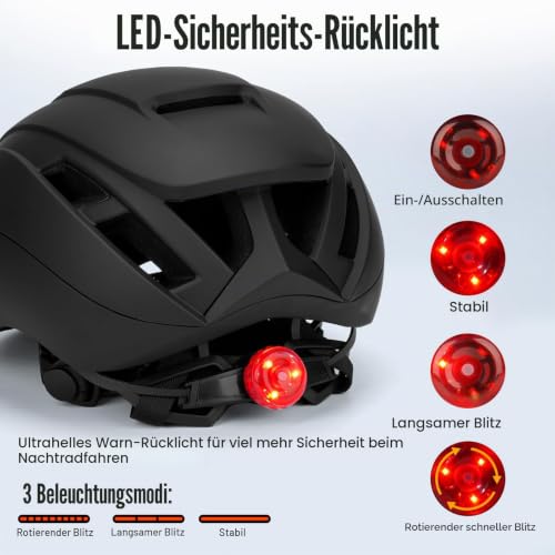 Zamufo Fahrradhelm Damen Herren mit Licht, Fahrradhelm Erwachsene 56-60CM – Ansicht 2