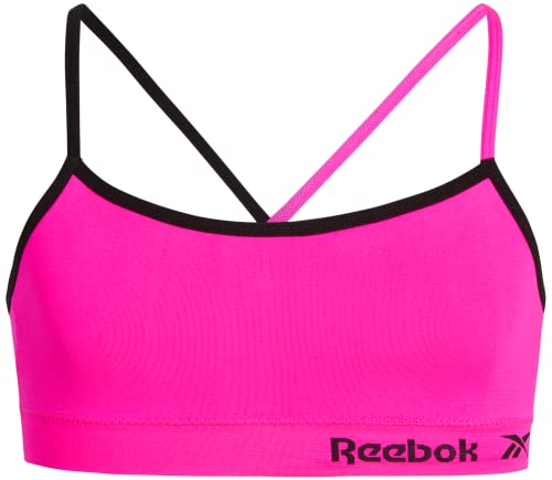 Reebok Girls' Bralette - Seamless Racerback Crop Cami Bralette with Removable Pads (2 Pack), Size M