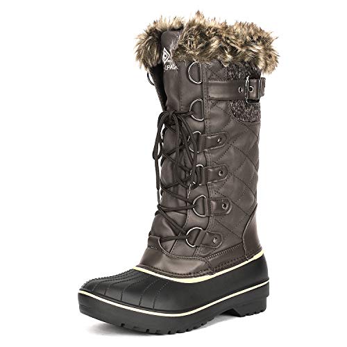 DREAM PAIRS Women's DP-Avalanche Brown Faux Fur Lined Mid Calf Winter Snow Boots Size 8 M US