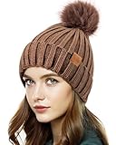 PIOZAED Womens Winter Beanie Hut Fleece gefüttert warme Schädelmütze mit...