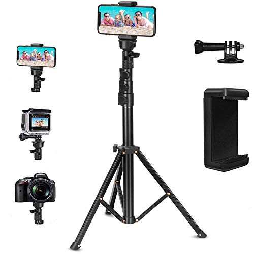 Phone Tripod Stand, PEYOU 54'' Selfie Stick Tripod with Remote, Extendable Aluminum Camera Tripod, Gopro Adapter, 360Â° Rotation Tripod Compatible with iPhone 13 Pro/12/11 Pro/XR, DRSL, Gopro Camera