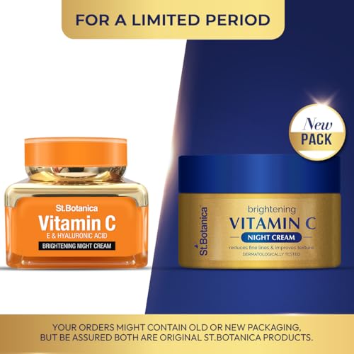 StBotanica Vitamin C, E & Hyaluronic Acid Brightening Night Cream, 50g - With Argan Oil
