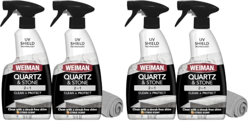 Image of Weiman Quartz Countertop Cleaner and Polish (4 Pack w /Micro Towel) Clean and Shine Your Quartz Countertops Islands and Stone Surfaces with Ultra Violet Protection