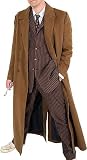 MERCH ATTIRE Men's Who Brown Wool 10th Dr. Doctor Gabardina Long Trench Coat Costume for Halloween Cosplay