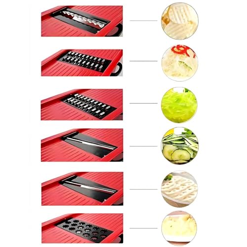 Cortador e Fatiador Mandoline 10 em 1 para Frutas e Legumes com 6 Lâminas Intercambiáveis Prático e