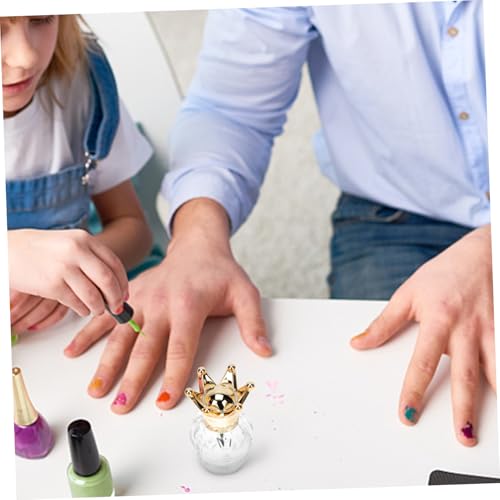 Abaodam 6個 コンパクト携帯可能なクラウン蓋付きネイルポリッシュガラス空瓶 ブラシヘッド装備 ネイルアート用詰め替え容器 女性 に