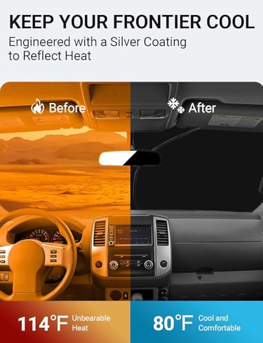 Image of Proadsy 2026 Upgrade Front Windshield Sun Shade Foldable Sunshade Protector Custom Fit 2005-2021 Nissan Frontier, 2Dr 4Dr KingCab CrewCab Pickup Accessories