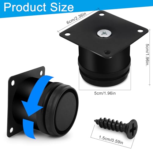 NVIYAM 4er Set MöBelfüße Verstellbar Schwarz Sofafuß MöBelbeine 50mm Stellfüße Schrankfüße Verstellbare Füße Tischbeine MöBelfuß HöHenverstellbar Schrankbeine HöHenverstellbare Füße Schrauben Inklusiv
