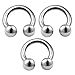 Produktbild KJM FASHION 3 STK Chirurgischer 316-l-stahl Circular Barbell 1,2 mm 16 g 6mm 1/4 Kugel Septum Nase Daith Ohrringe Augenbrauen Piercing Schmuck 0113