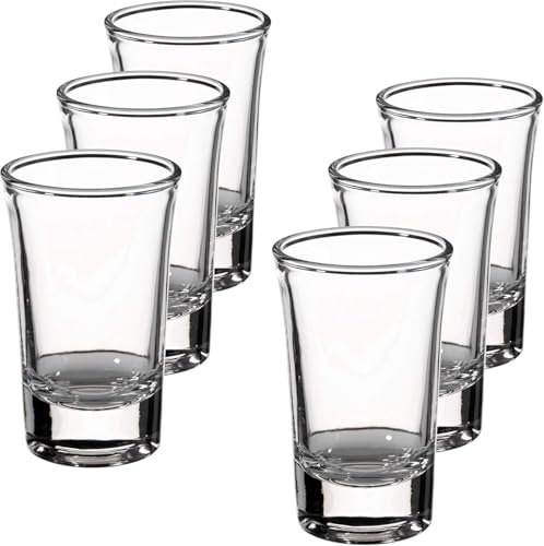 Image of VILON Premium Shot Glasses Set of 6 Heavy Base Vodka & Tequila Shot Crystal Transparent Glass (Round Shot Glass 40ML)