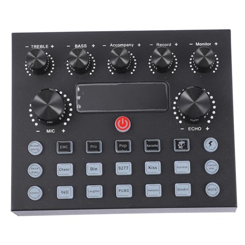 DECHOUS Sound Card Light Effects Mobile Phone Computer Music Mixer Voice Changer Soundboard Professional Reverb