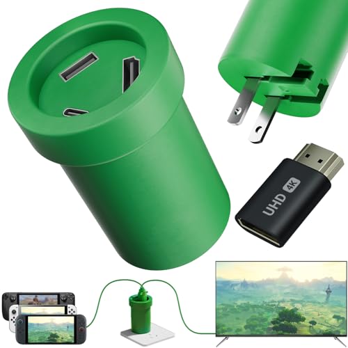 Image of POWKONG Switch 2 Charger Dock Portable Compatible with Nintendo Switch 2 /1 /OLED /Lite, 60W GaN Charging Dock&Hub, Docking Station for TV with 4K 60Hz HDMI /USB-C PD Fast Charging /USB 2.0-Green