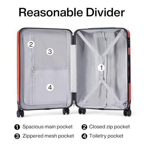 Image of Hanke Luggage Sets 3 piece Carry On Luggage with Wheels PC Hard Shell Suitcases Lightweight Checked Tsa Luggage Extra Large Travel Suitcase Woman Men 20 /24 /29 Inch （Orange）