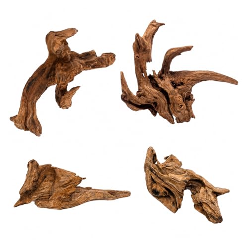 WestCH 4 Pezzi 10-15CM Legno per Acquario, Piccoli Legni Naturali per Acquari, Forma Naturale, per Acquario Paludari e Terrari Bacini Rettili, per Pesci Gamberetti