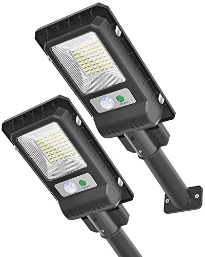 A-ZONE Solar Street Lights Outdoor Waterproof, 3000lm 120 LED Solar Street Light with Motion Sensor, Dusk to Dawn for Area Lighting, Yard(2 Pack)