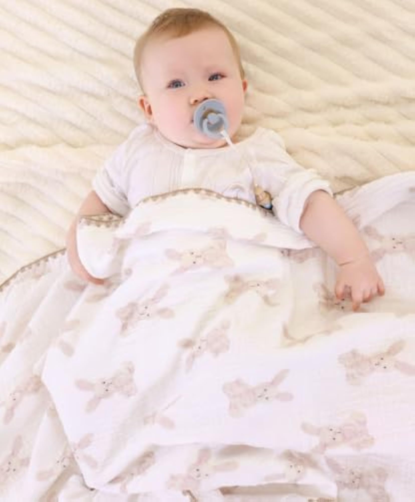 Baby Soft Muslin Thick Blanket with Bunny Print