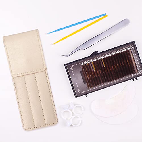 Beaupretty 4 peças de estojo de couro de poliuretano, tesoura, escova de cílios, lâminas de sobrance