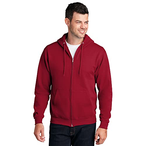 Port & Company - Core Fleece Full-Zip Hooded Sweatshirt S Red