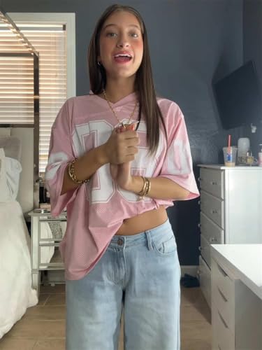 Alyweatry Women Y2k Graphic Oversized Jersey Tee Sporty Aesthetic Number Letter Print Jersey Shirt Preppy Clothes2