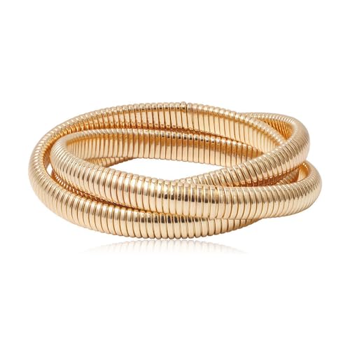 XFSRG Pulsera Espiral Triple Elástica Metálica Estilo Punk Muñequera...