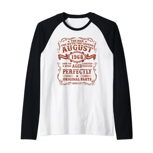 Hombre Regalo 55 Años Cumpleaños Hombre Hecho En Agosto 1968 Camiseta Manga Raglan
