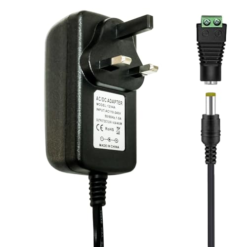 Tesfish 12V 4A Power Adapter Transformer 48W Power Supply 5.5 x 2.1/2.5mm for CCTV, Camera, Router, 5050 2835 LED Strip Lights