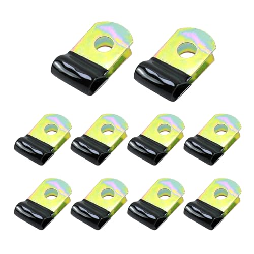 ongfuwu 10PCS Brake Line Clips, Galvanized Steel Brake Line Clamps with Rubber Insulation for 5mm 3/16