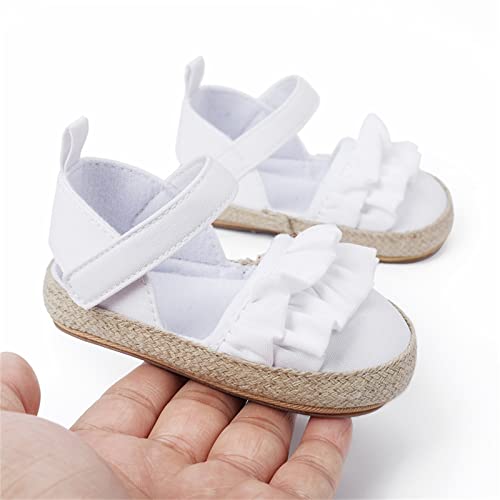 Baby Boy Girl Sandals Infant Shoes First Walkers Prewalkers Ruffles Non-Slip Soft Sole Prewalker (White, 11 Infant)3