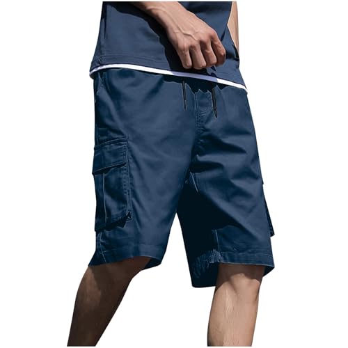 Image of Mens Cargo Shorts Lightweight Stretch Outdoor Hiking Short Gym Casual Shorts Drawstring Elastic Waist Multi Pockets