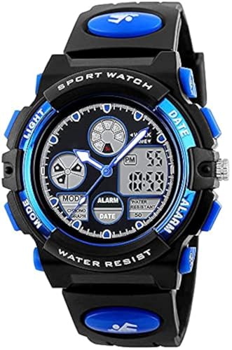 Image of PASNEW Boys' Watches - Dual Display, Large Dial Sport Watch, Black Outdoor Watch for Boys & Teens - Waterproof