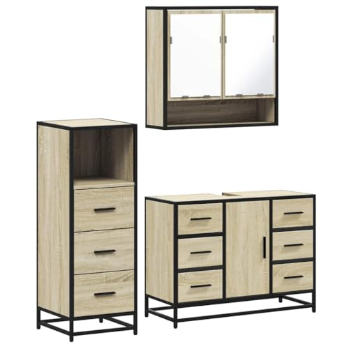 Conjunto de muebles de baño robustos en acabado madera roble Sonoma 2