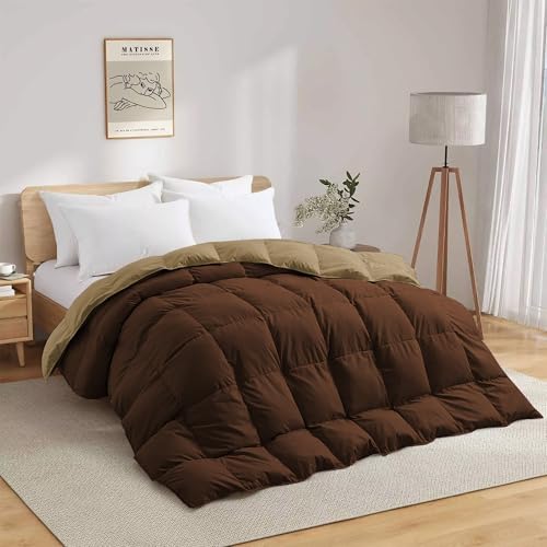 Image of Fluffy 600 GSM Winter Comforter King Size 90 inchX106 inch - 600 GSM Heavy Winter Quilt Microfiber Rajai /Duvet /Blanket Super Soft King Size - Beige /Chocolate Brown Color