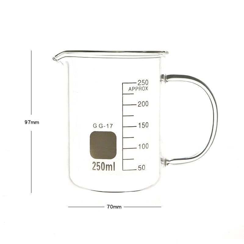 Zlewka laboratoryjna z dziobkiem, Zlewka ze szkła borokrzemianowego z rączką Miarka 50-800ml 2szt(100mlx2pcs)