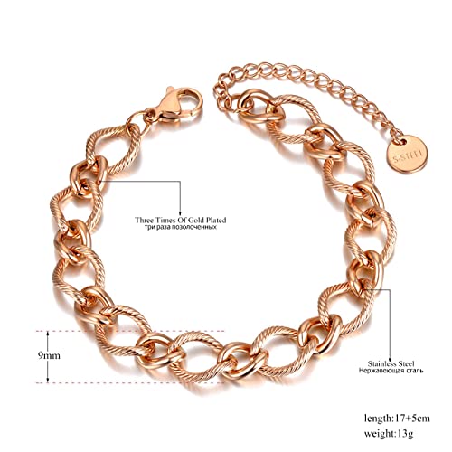 Bracelet chaîne épaisse mixte en maille hyperbole tendance - 2