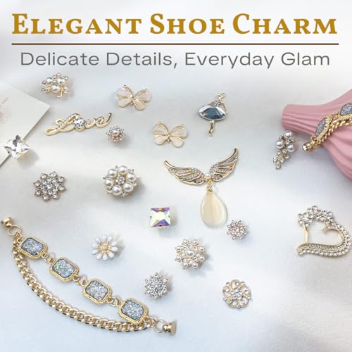 Bling Metal Shoe Charms – Cute Chain Decorations Accessories for Girls & Women Gifts