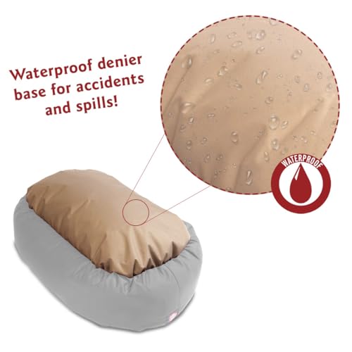 Image of Majestic Pet 40 Inch Bagel Calming Dog Bed Washable - Cozy Soft Round Dog Bed with Spine Support for Dogs to Rest Their Head - Fluffy Donut Puppy Mat 40x29x9 (Inch) Large - Tan