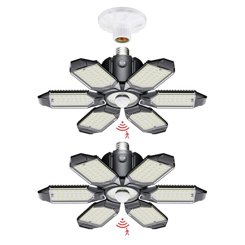 Craftersmark LED Garage Light Motion Sensor - 200W Deformable Garage Lights Ceiling LED, 20000LM...