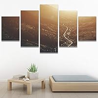 SIGNWIN 5 Panel Canvas Wall Art Modern Art Expressive Farmhouse/Country Landscape Mountain Top Multicolor Photography for Home Decorations Ready to Hang - 60