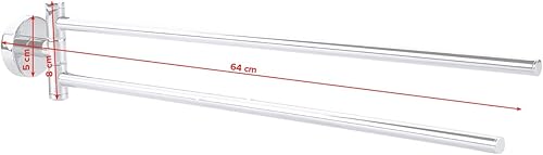 Miniatura 4 de tesa SMOOZ - Toallero de brazo oscilante, sin taladro, de dos brazos, metal cromado e inoxidable para el baño con brazos giratorios, incluye