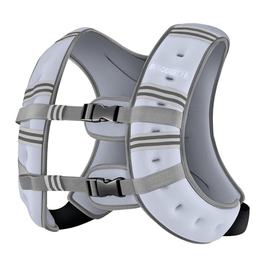 PACEARTH Weighted Vest,6lb/8lb/10lb/12lb/16lb/20lb/25lb/30lb Weight Vest with Reflective Stripe, Body Weight