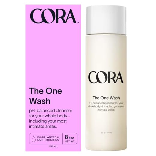 Cora One Wash, Natural All-Over Body Cleanser, pH Balanced Feminine Wash | Toxin Free, Moisturizing & Hydrating Tri-Oil Blend | Lightly Scented with Sandalwood, Lavender, and Mandarin (8 Fl Oz Bottle)