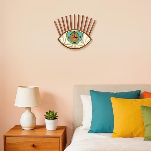 Image of AAKRITI ART CREATIONS Tranquil Eyes Wall Clock Multicolor | Clock for Home, Home Decoration | Modern Art Wall Hanging Wall Clock, Lightweight Wooden wall Decor | Matte Finish Wooden