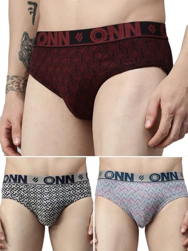 Image of ONN Men's Super Combed Cotton Printed Briefs with Ultra Soft Waistband, Moisture-Wicking, Stylish Patterns, Lightweight, Breathable, All-Day Comfort | Prints May Vary | Style OS282 |