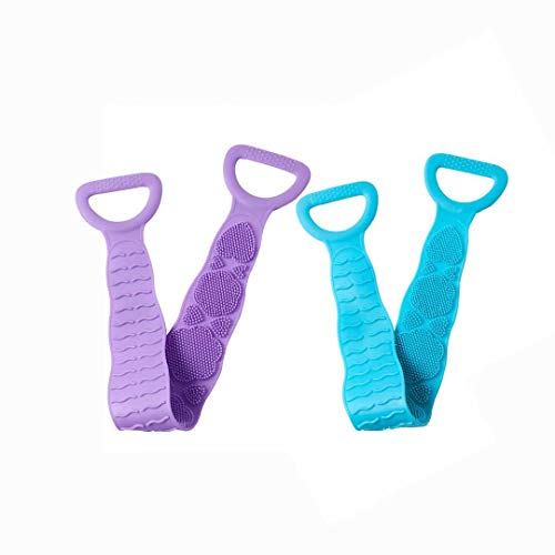 Back Scrubber For Shower Body Washing Pad Back Scrubber Massage Brush Dual Sided Shower Clean Tools,BPA Free(2 Pack,Blue+Purple)