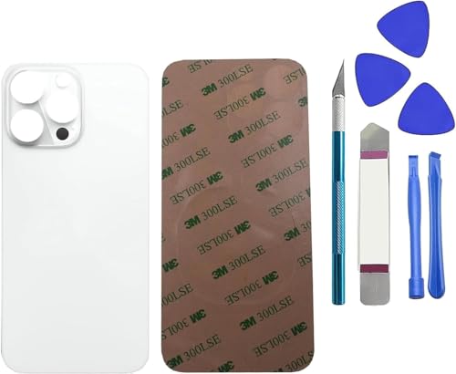 Verre arrière iPhone 14 Pro Max argenté avec kit outils de réparation pré-installé