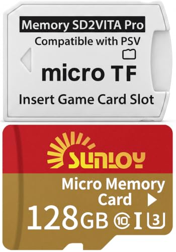 SD2Vita 6.0 PS Vita Memory Card Adapter with 128GB Micro SD Card High Speed microSDXC UHS-I Flash Memory Card with PSVita SD Card Adapter for PSV 1000/2000 PSTV FW 3.60 HENkaku Enso System