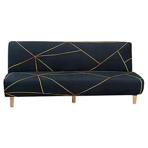 Housse de Canapé Sans Bras 3 Places Couverture de Canapé Extensible Tout Couvert Canapé Pliant Protecteur, Universel Motif géométrique Antidérapant Serviette de Canapé 180-210 cm (Imprimé 1)