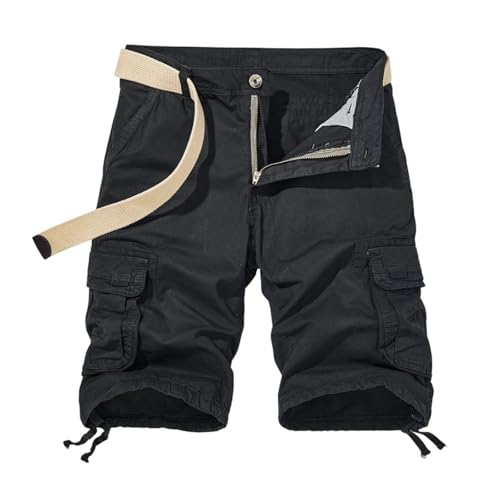 Short Homme Multi-Poches Cargo en Coton Élastique pour Randonnée et Jogging