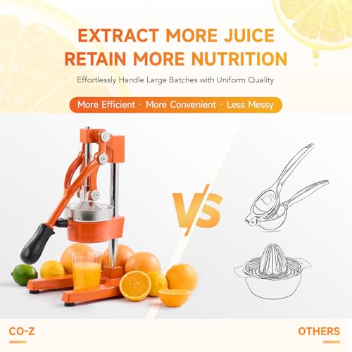 Image of CO-Z Commercial Grade Citrus Juicer Professional Hand Press Manual Fruit Juicer Metal Juice Squeezer Heavy Duty Orange Juicer Citrus Orange Lemon Lime Pomegranate