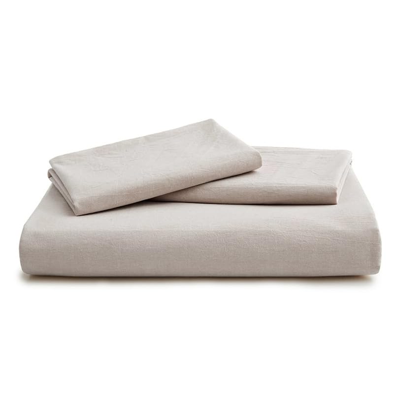 Gezu Bettbezug 240 x 260 cm, Beige, Baumwolle, Leinen, Farbe, Bettwäsche 240 x 260 cm, Öko-TEX zertifiziert, Bettwäsche für Erwachsene, atmungsaktiv, Bettbezug aus Baumwolle mit Reißverschluss und 2